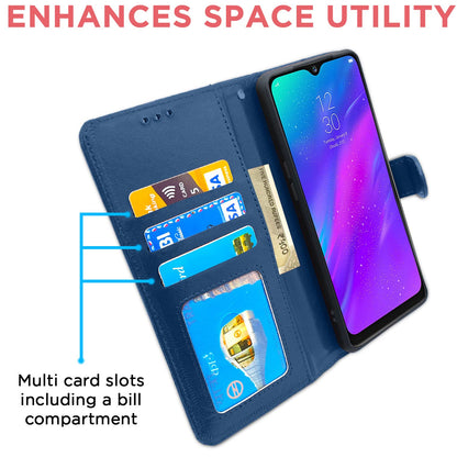 Pikkme Realme 3 Vintage Flip Cover (Blue)