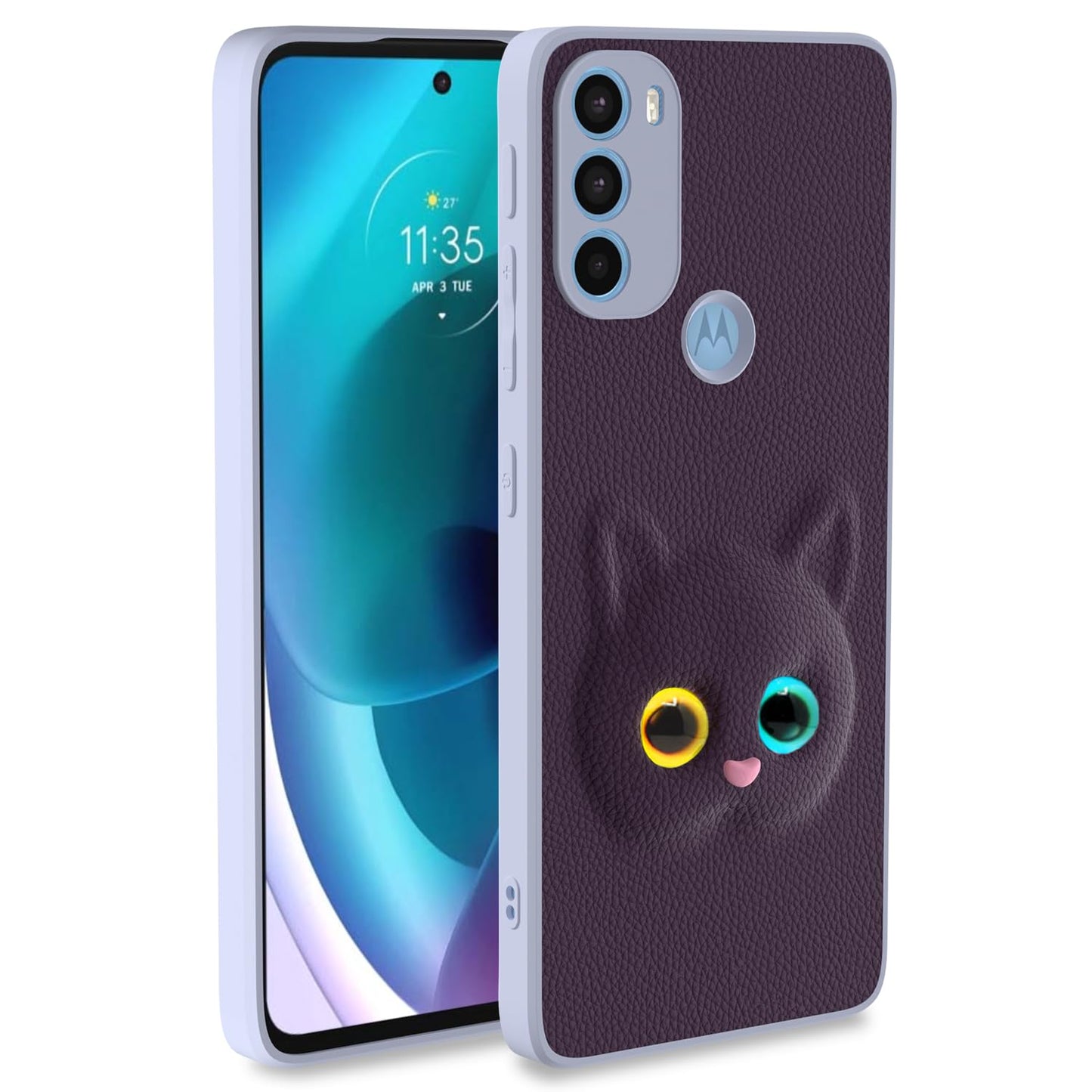 Pikkme Moto G71 Kitty Back Cover (Purple)