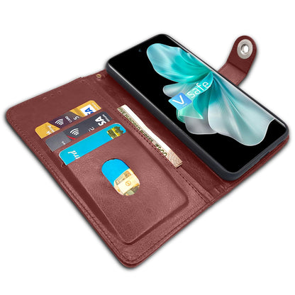 Vivo V30 5G wallet flip cover in brown by Pikkme – photo 3