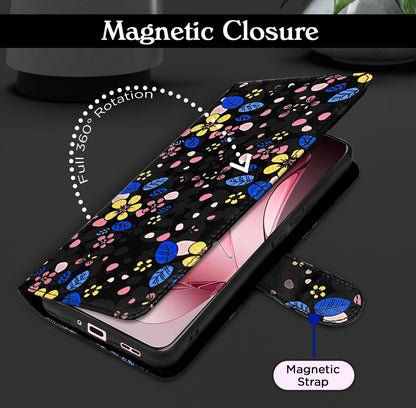 Pikkme black flower Wallet flip cover for Oppo Reno 13 Pro 5G – photo 6