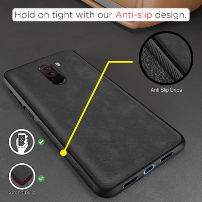 Poco F1 Leather phone cover in grey by Pikkme – photo 5