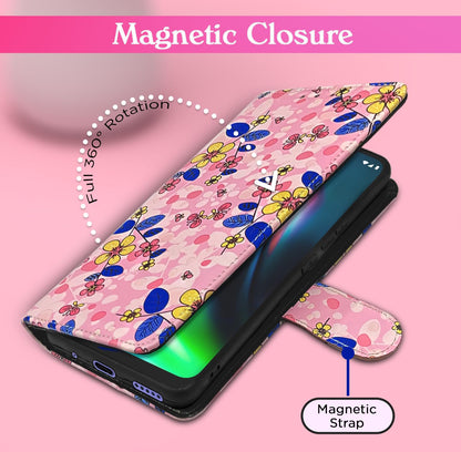 Pink flower Wallet mobile flip cover for Moto G9 – Pikkme – photo 2