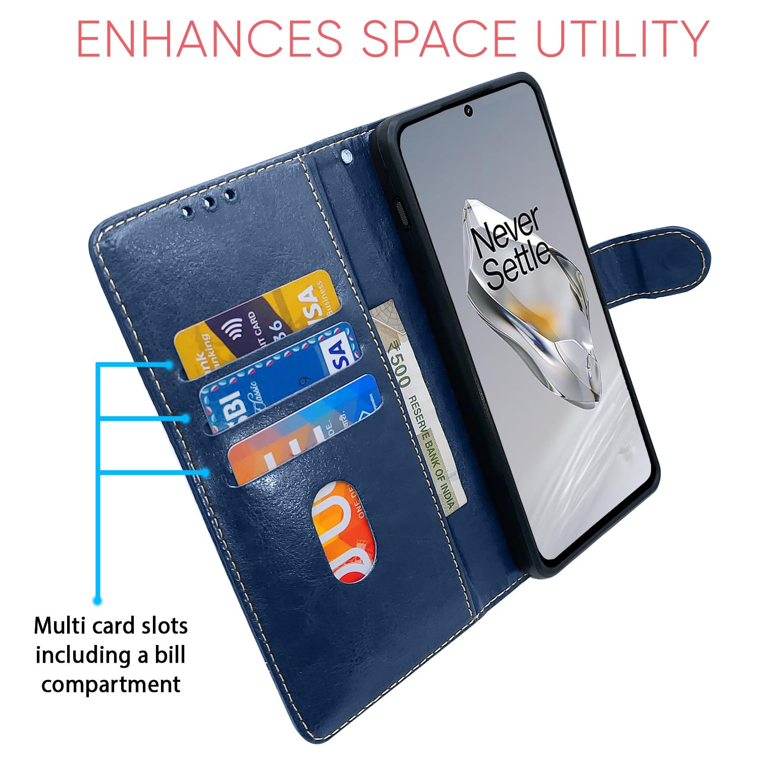Pikkme OnePlus 12 5G blue & brown wallet flip cover – photo 4
