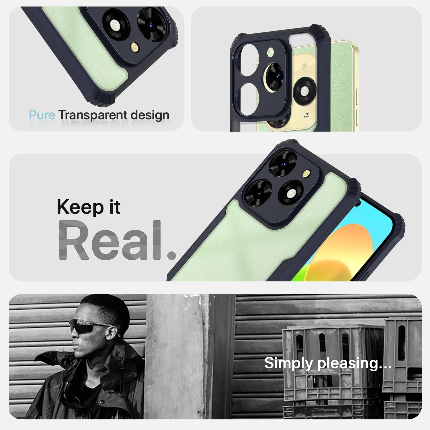Tecno Spark 20C Clear back cover in blue by Pikkme – photo 4