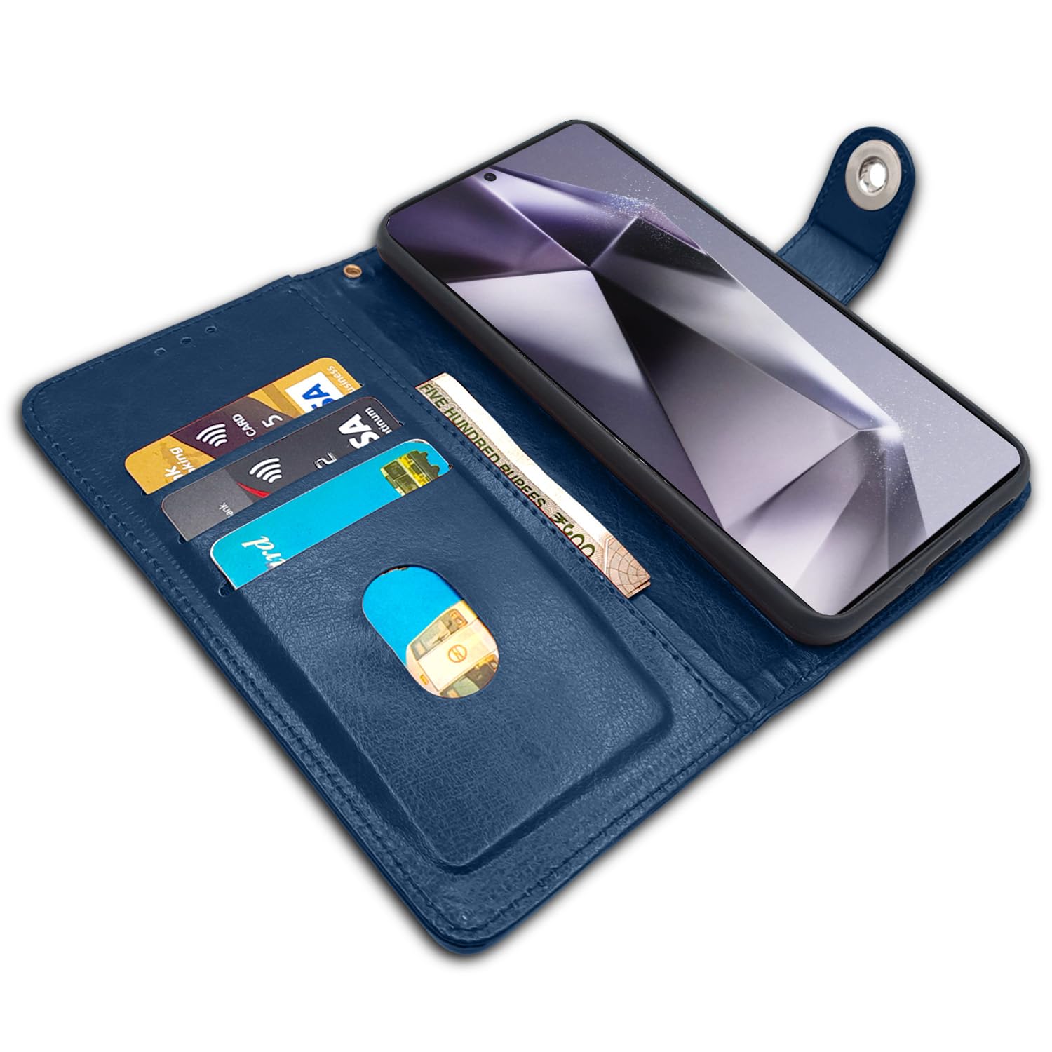 Pikkme Samsung Galaxy S24 Ultra 5G Button Flip Cover (Blue)