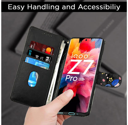 Pikkme black flower mobile flip cover for Vivo T2 Pro 5G – photo 4