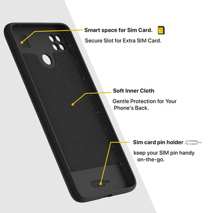 Pikkme Poco C31, Mi Redmi 10A / 10A Sport, Redmi 9 / Redmi 9 Activ / 9C  Gencase Back Cover (Black)