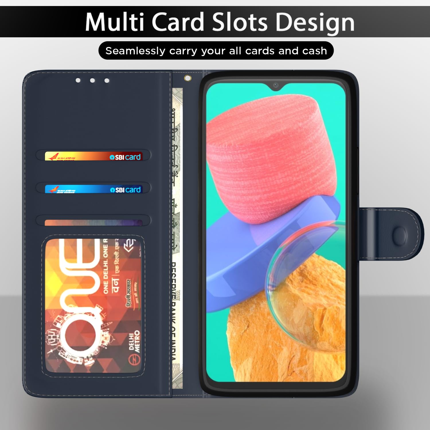 Pikkme Samsung M32 4G/M32 Prime/F22 4G blue mobile flip cover – photo 5
