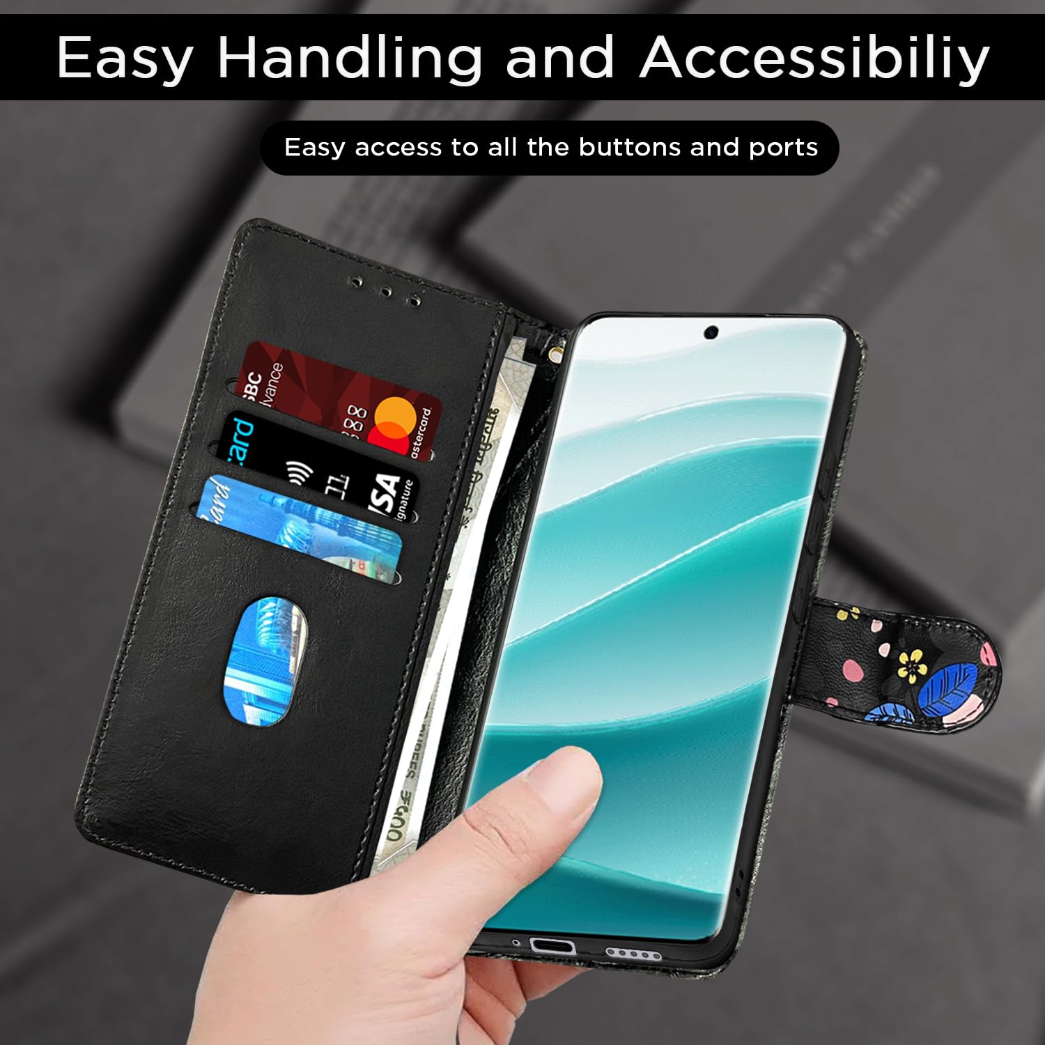 Pikkme Redmi Note 14 Pro/Note 14 Pro Plus 5G Wallet black flower flip case – photo 7