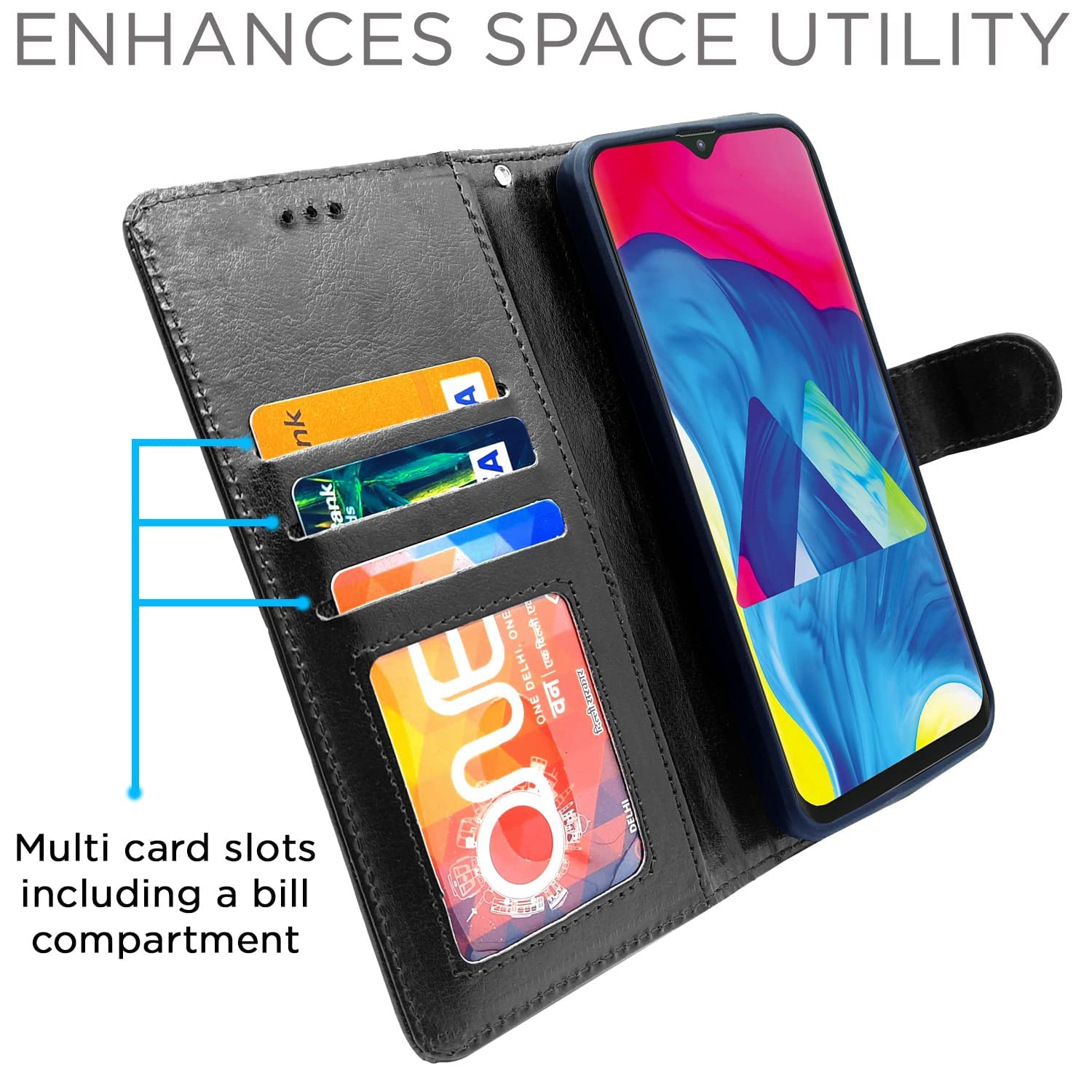Black Wallet mobile flip cover for Samsung M10 – Pikkme – photo 3