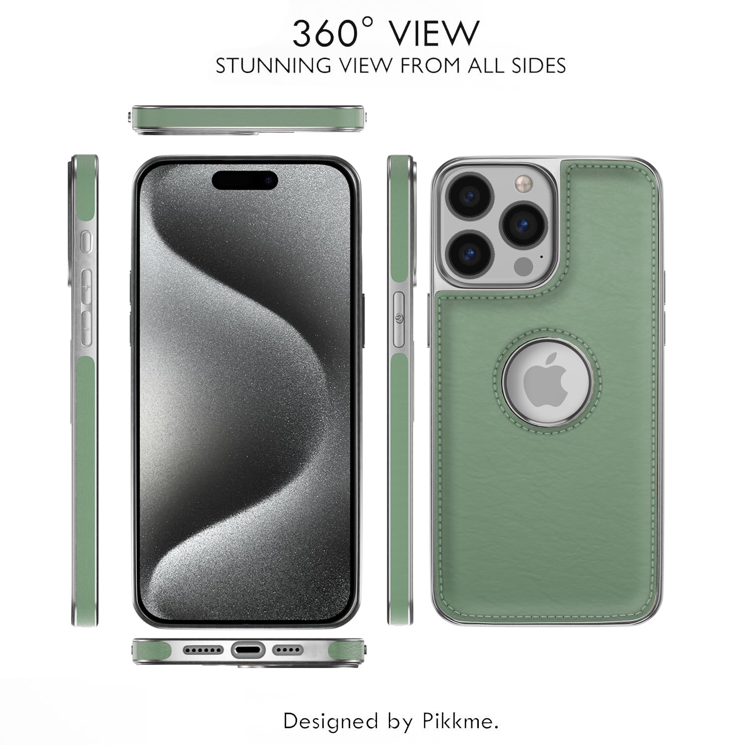 Pikkme iPhone 15 Pro Leatherback green mobile back cover – photo 2