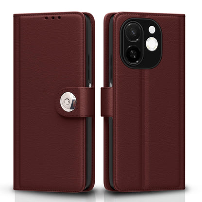 Pikkme Tecno Spark 30C 5G Button brown mobile flip cover