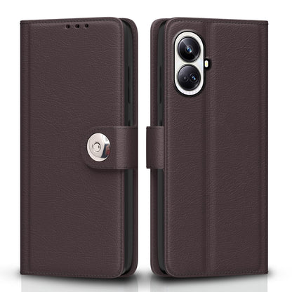 Pikkme coffee Button wallet flip cover for Realme 10 Pro Plus 5G