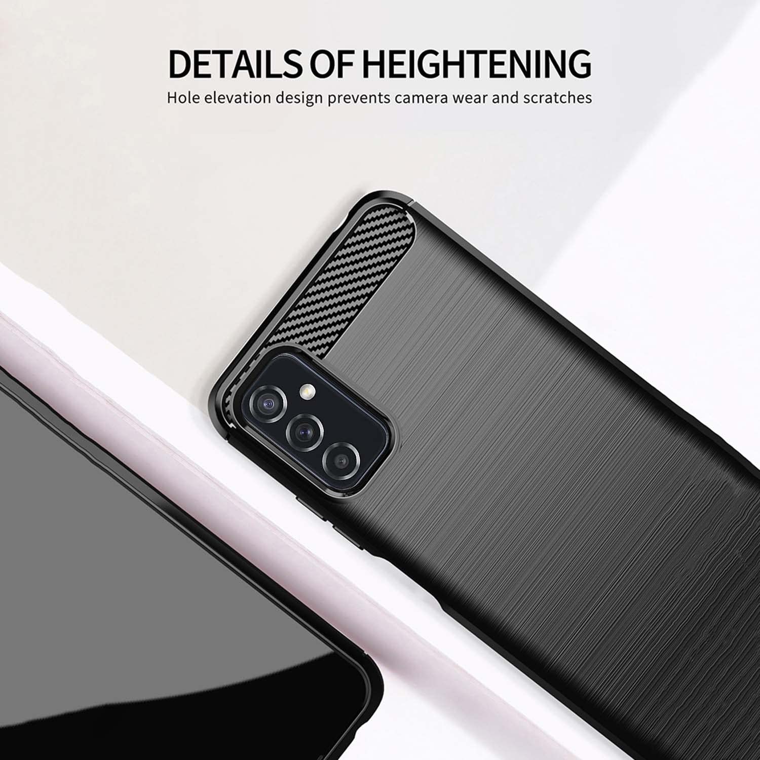 Pikkme Samsung Galaxy M52 5G Hybrid Carbon Fiber Back Cover | Black