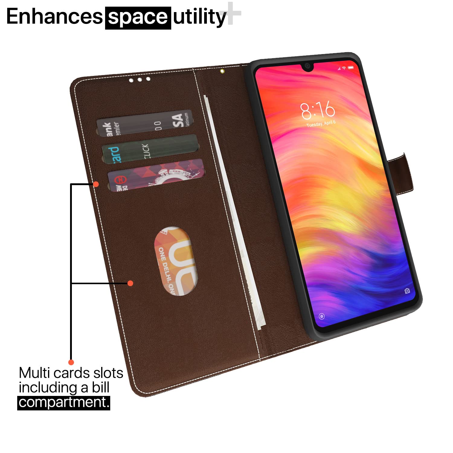 Pikkme Redmi Note 7/Note 7 Pro/Note 7s brown & coffee wallet flip cover – photo 2