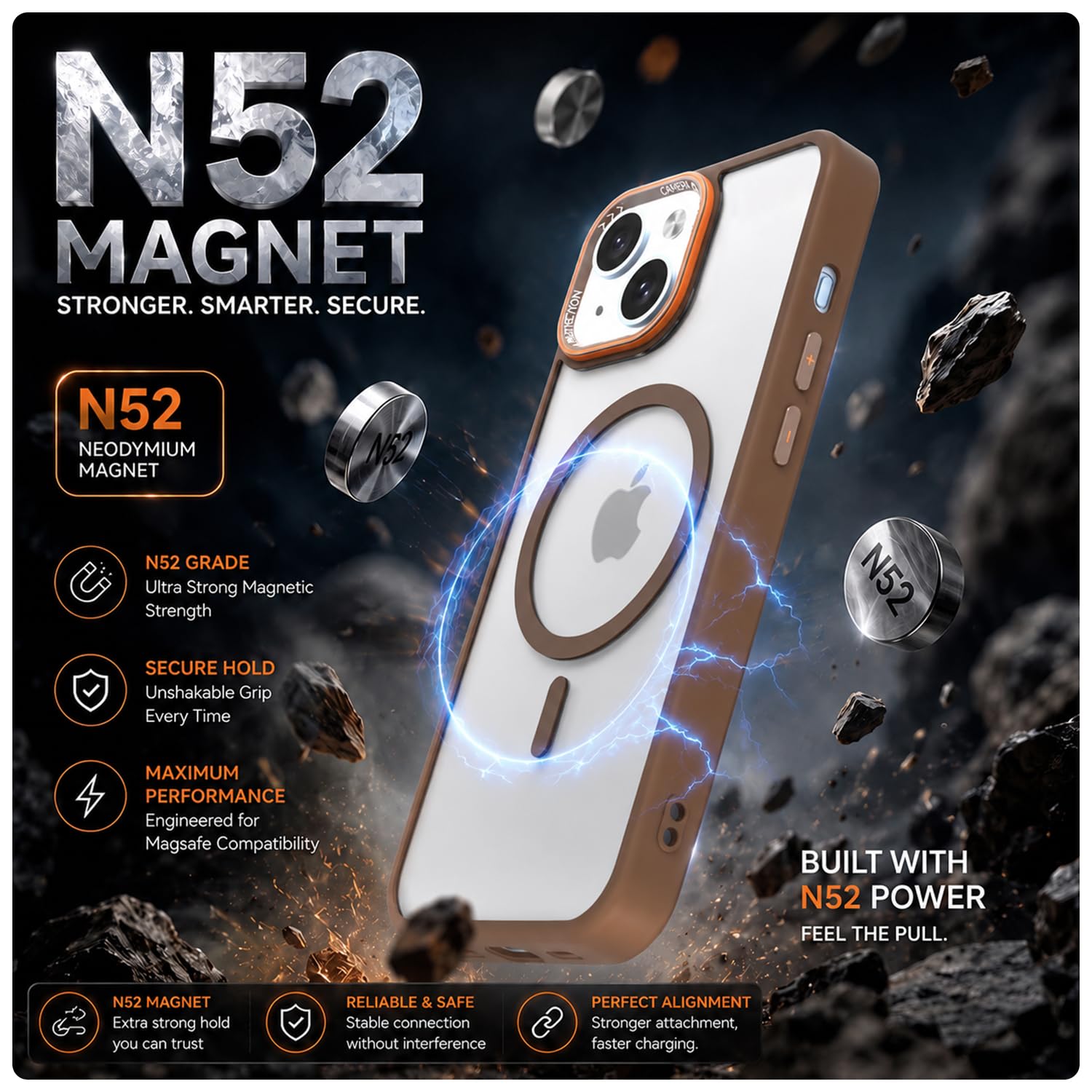 Brown mag-safe MagSafe mobile cover for iPhone 14 – Pikkme – photo 3