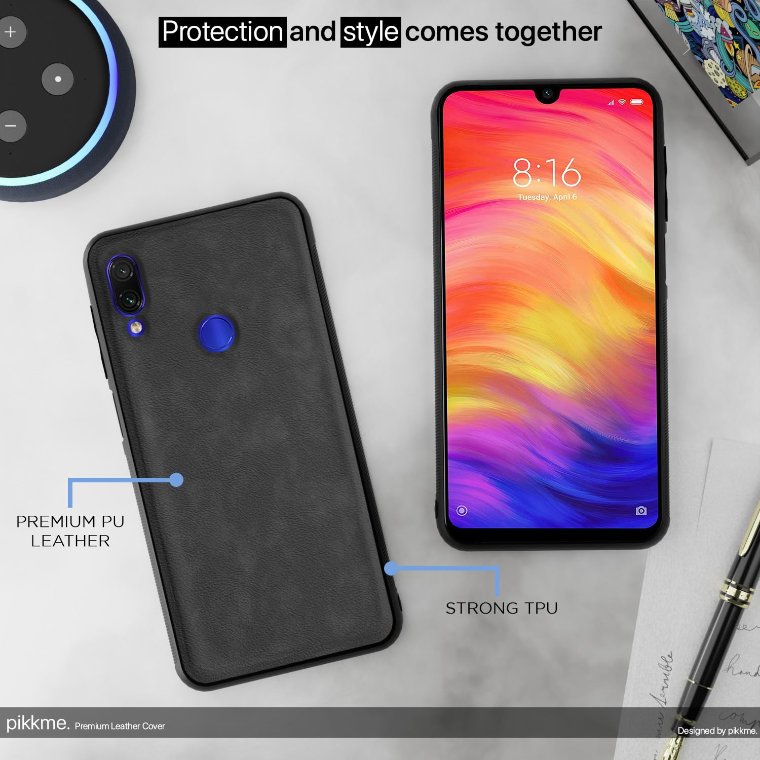 Pikkme Redmi Note 7 Pro/Note 7/Note 7S Leather grey back cover – photo 4