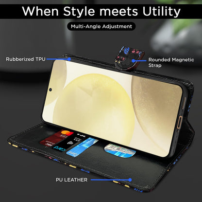 Pikkme black flower wallet flip cover for Samsung S24 5G – photo 5