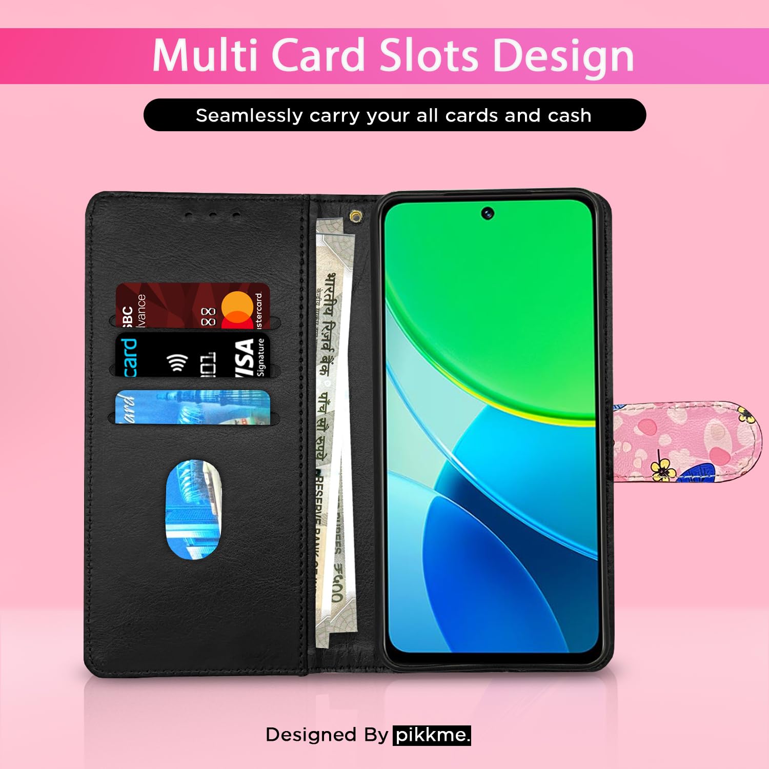 Vivo Y19s flip cover in pink flower by Pikkme – photo 2