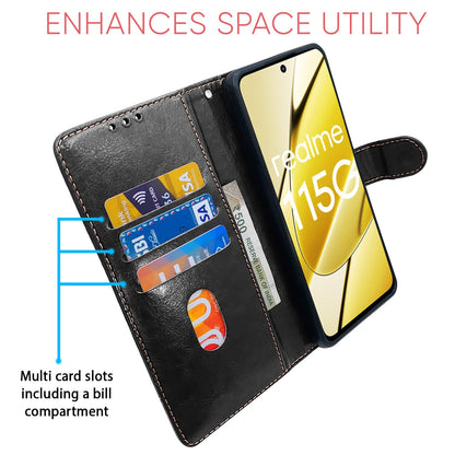 Pikkme black & brown wallet flip cover for Realme 11/11X 5G/Narzo 60X 5G – photo 3
