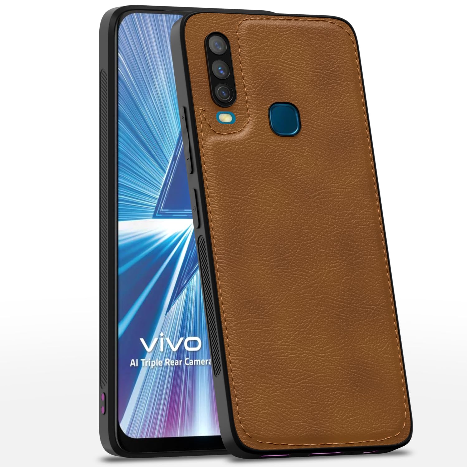 Vivo Y12/Y15/Y17/U10 Leather mobile cover in brown by Pikkme