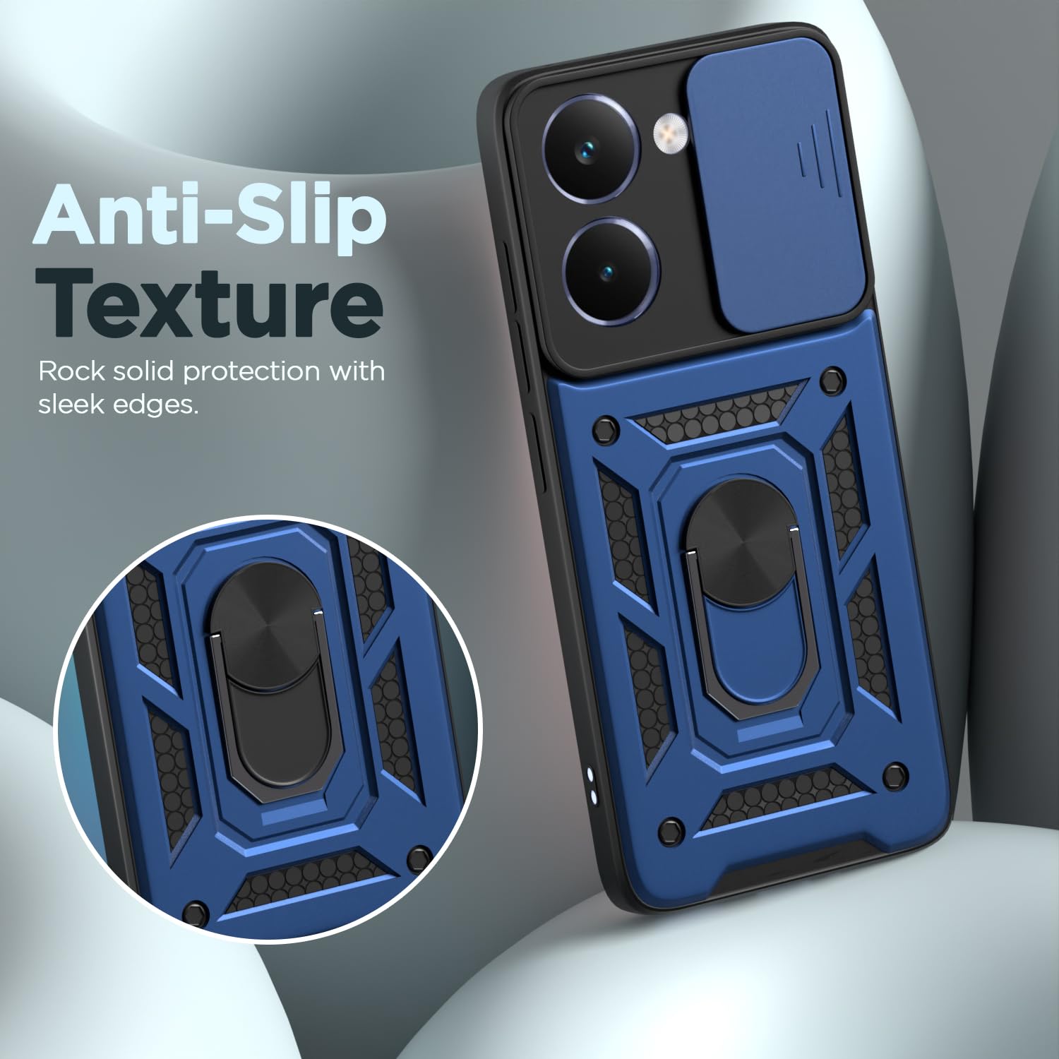 Pikkme Realme P3 Ultra 5G D10 Tough Armor Back Cover (Blue)