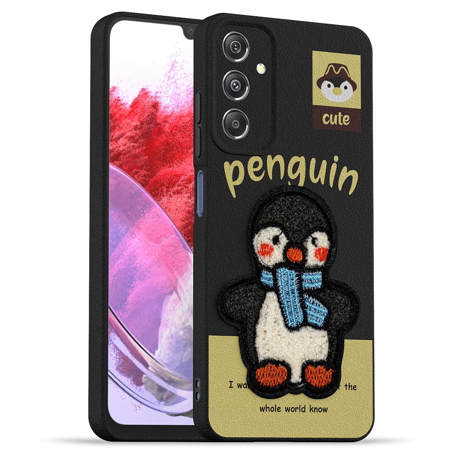 Black Plush Patch mobile back cover for Samsung M34 5G – Pikkme