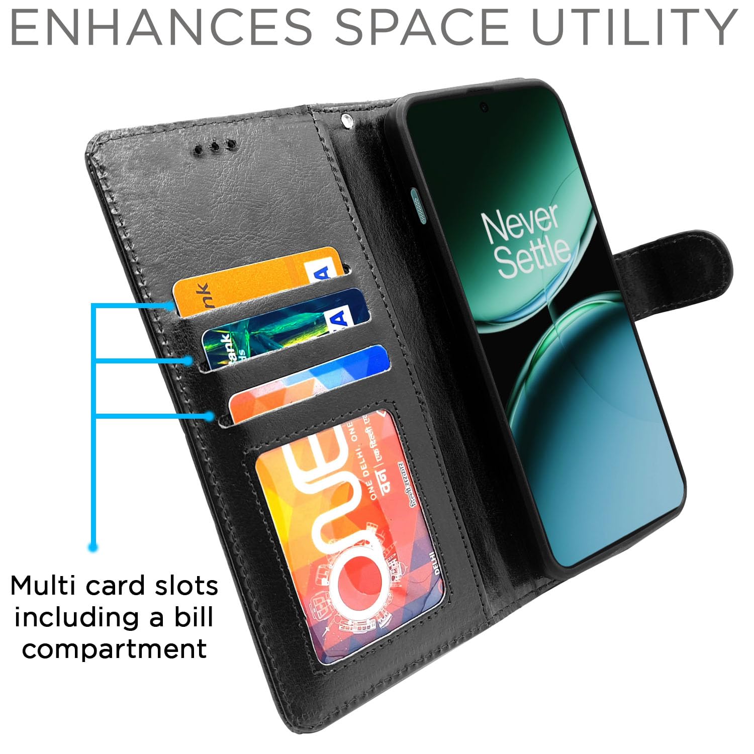 Black Wallet wallet flip cover for OnePlus Nord 4 5G – Pikkme – photo 2