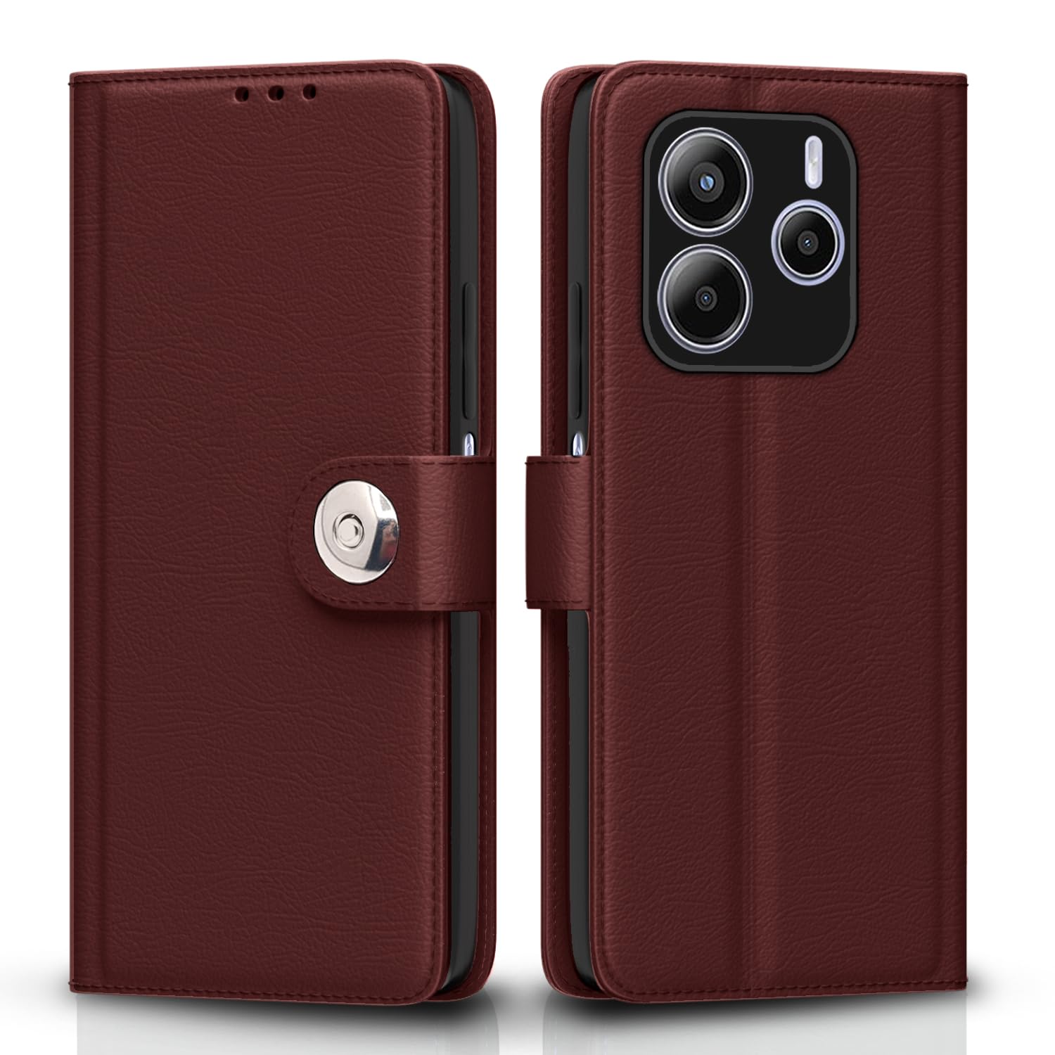Pikkme brown flip cover for Redmi Note 14 5G
