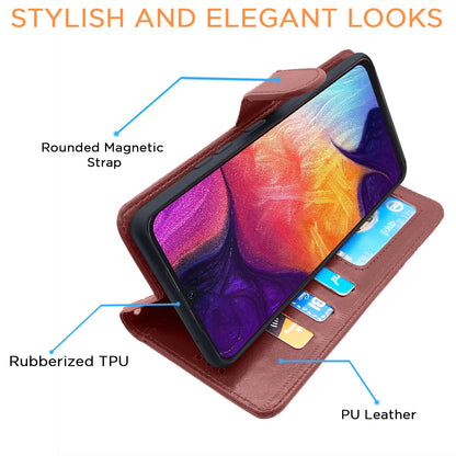 Samsung A70/A70s Wallet mobile flip cover in brown by Pikkme – photo 5
