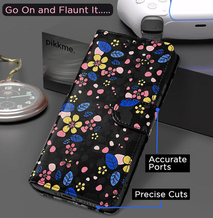 Pikkme POCO X7 Pro 5G black flower wallet flip cover – photo 4