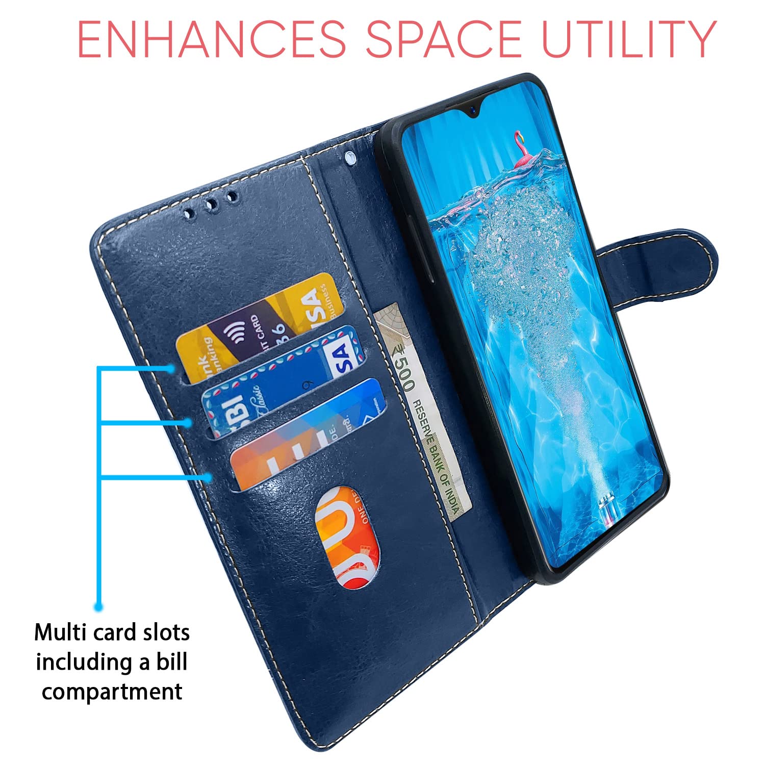 Blue & brown flip case for Oppo F9/F9 Pro/A5/A5s/A7/A11k/A12/Realme 2/2 Pro/Realme U1 – Pikkme – photo 3