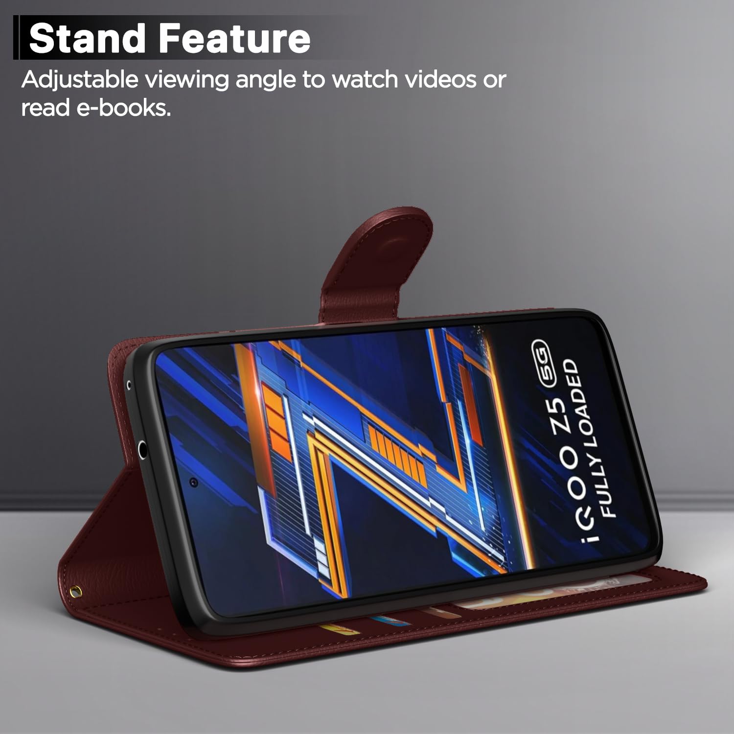 Pikkme brown Wallet wallet flip cover for iQOO Z5 5G – photo 3