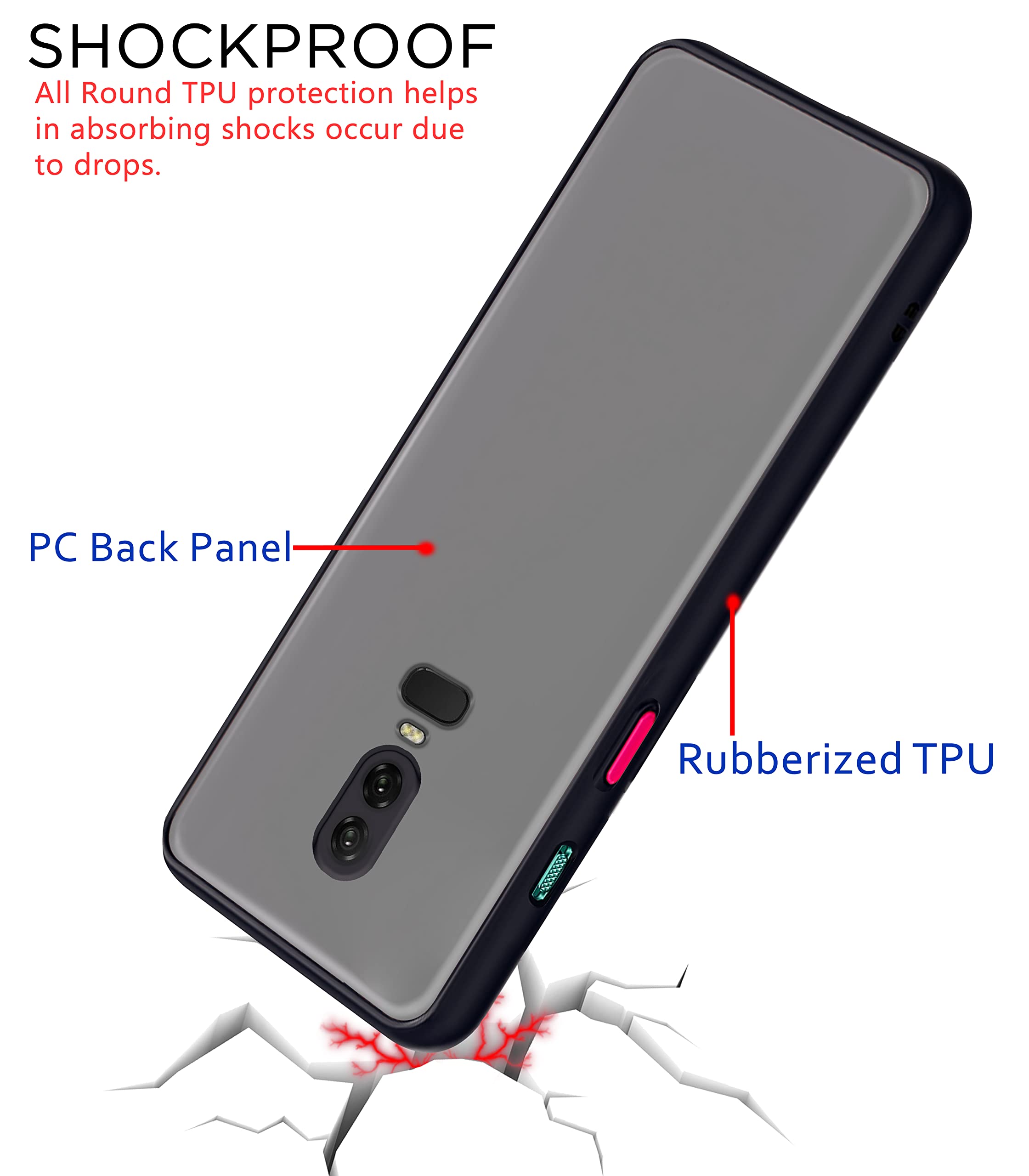 Pikkme OnePlus 6 Hybrid thermoplastic polyurethane, black mobile cover – photo 4