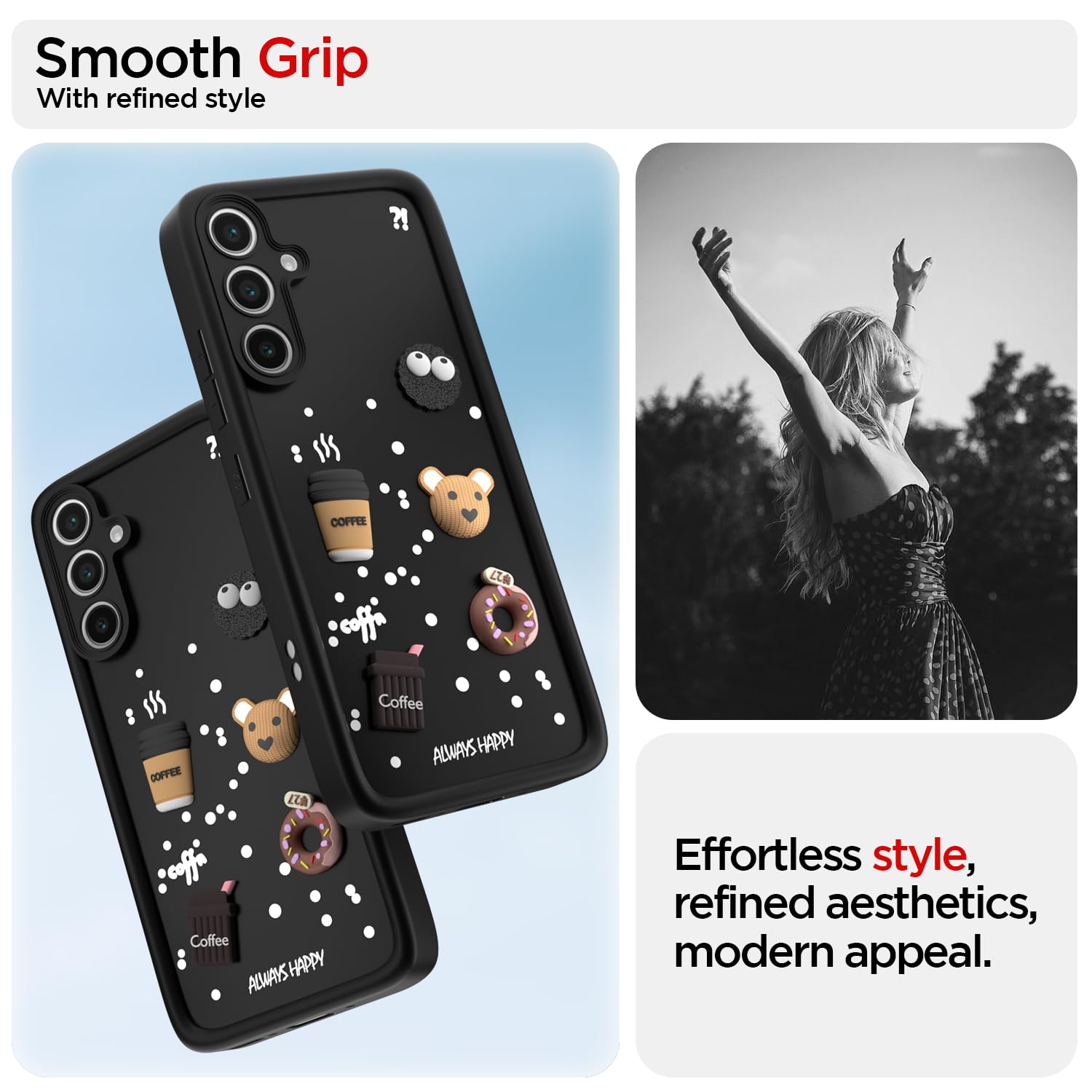 Pikkme Samsung Galaxy S24 FE 5G Cute Fun Cartoon 3D Bear Coffee Back Cover (Black)