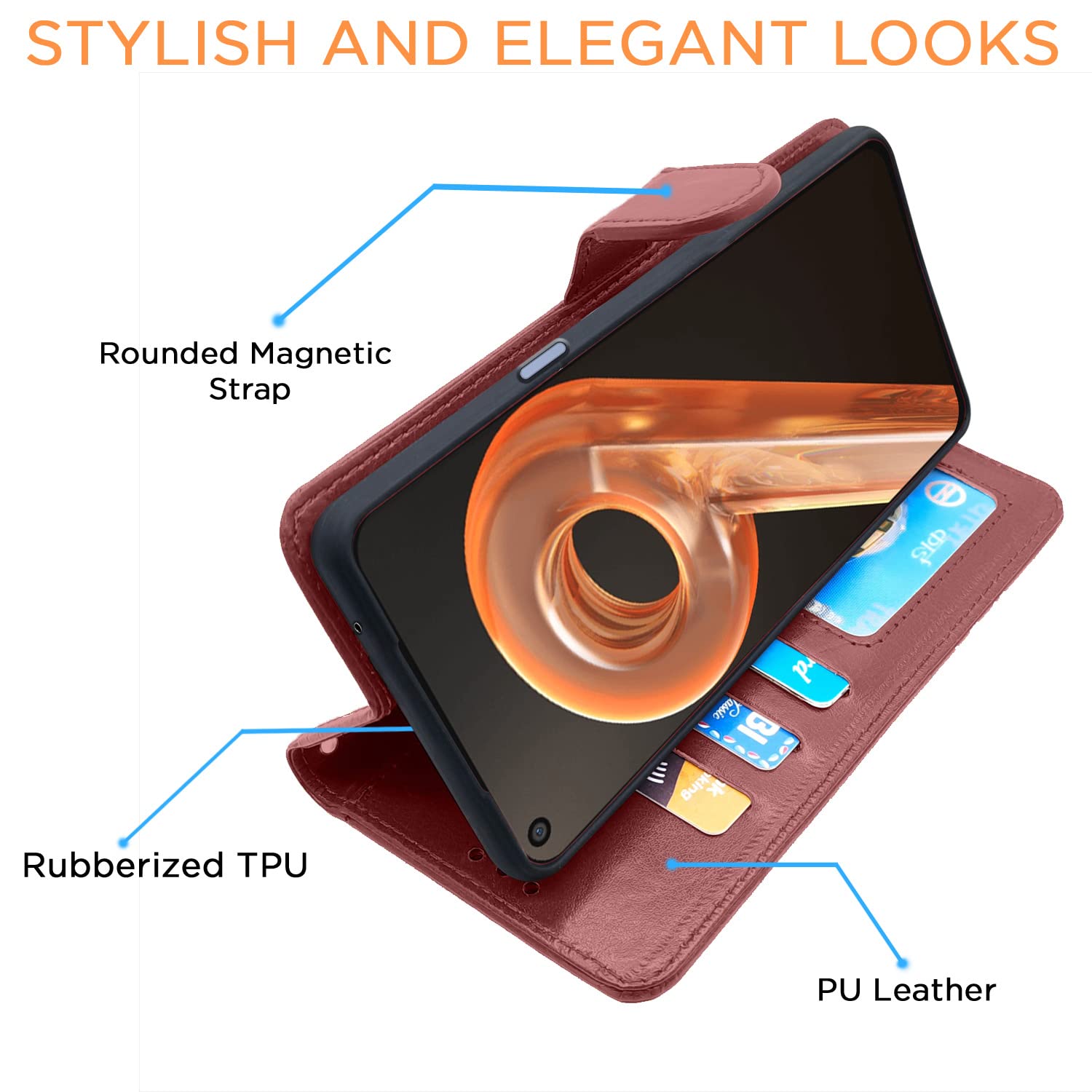 Pikkme Realme 9i Vintage Flip Cover | Brown
