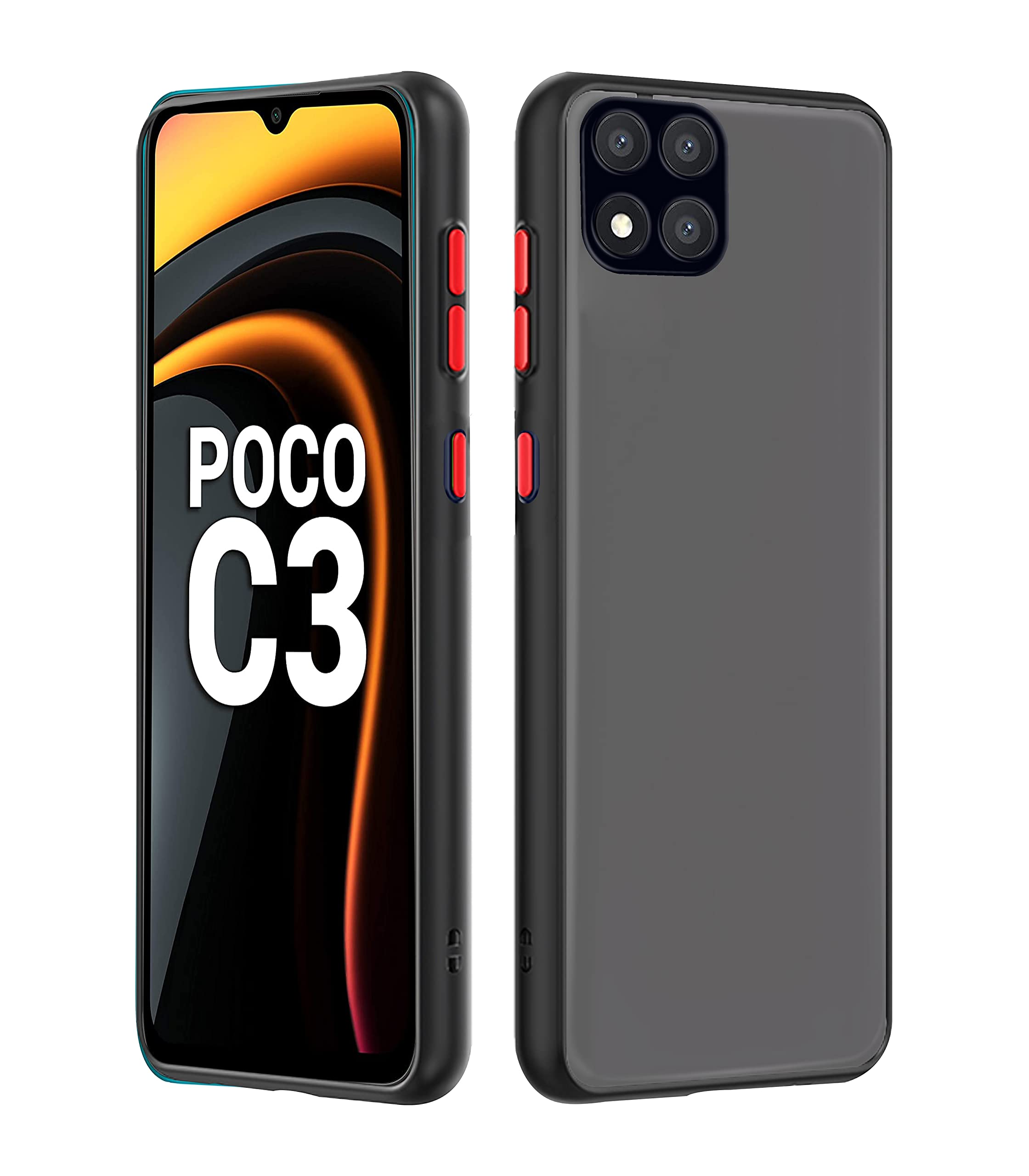 Black mobile back cover for Poco C3 – Pikkme