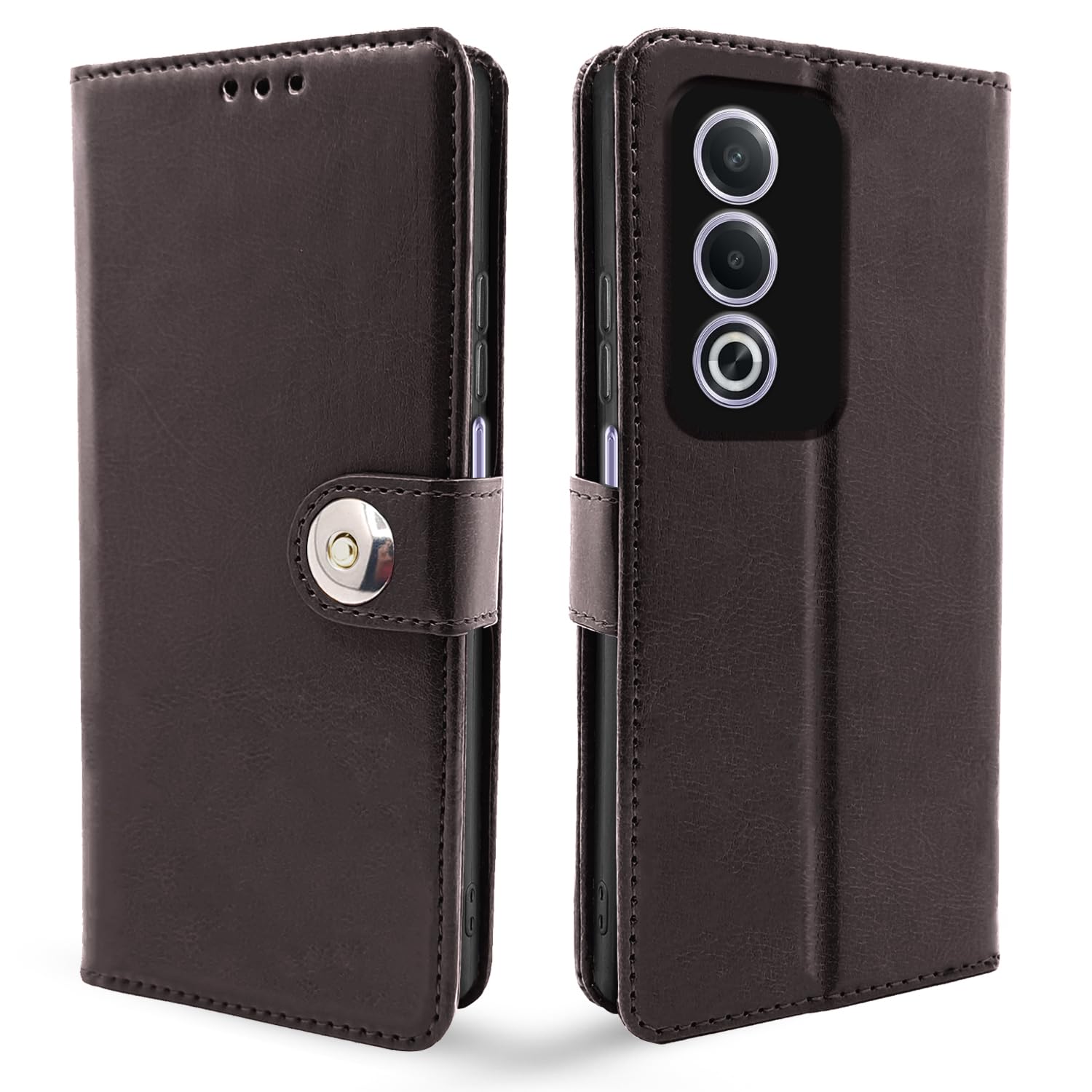  Oppo A3 Pro 5G Button Flip Cover -Coffee