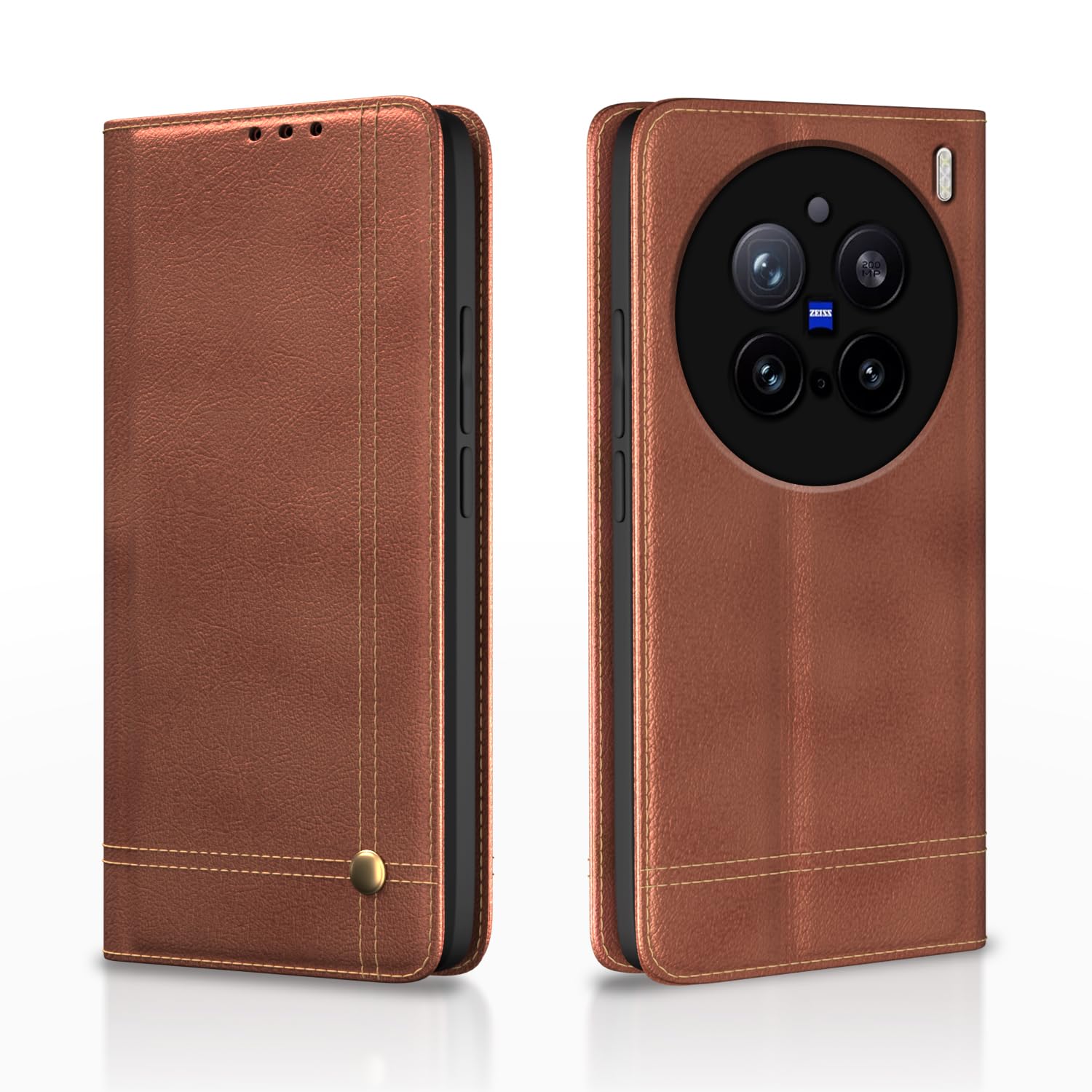 Vivo X200 Pro 5G Magnetic flip cover in brown by Pikkme