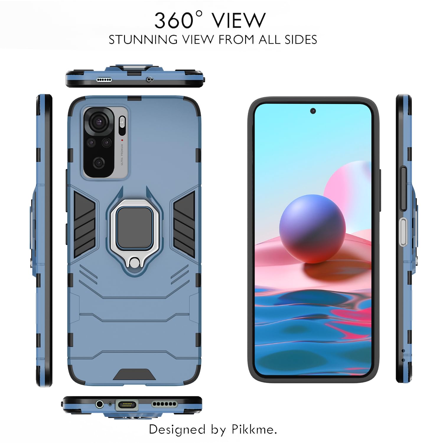 Pikkme Redmi Note 10 / Redmi Note 10S D5 Tough Armor Back Cover | Blue