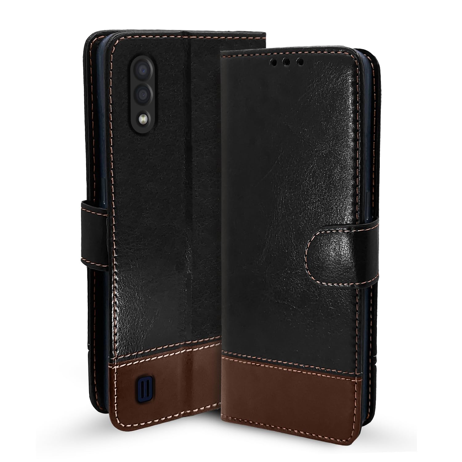 Black & brown flip case for Samsung M01 – Pikkme