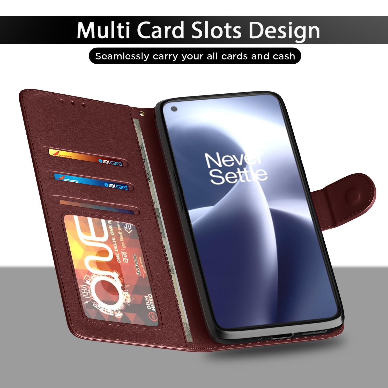 Pikkme OnePlus Nord 2T 5G brown flip case – photo 5