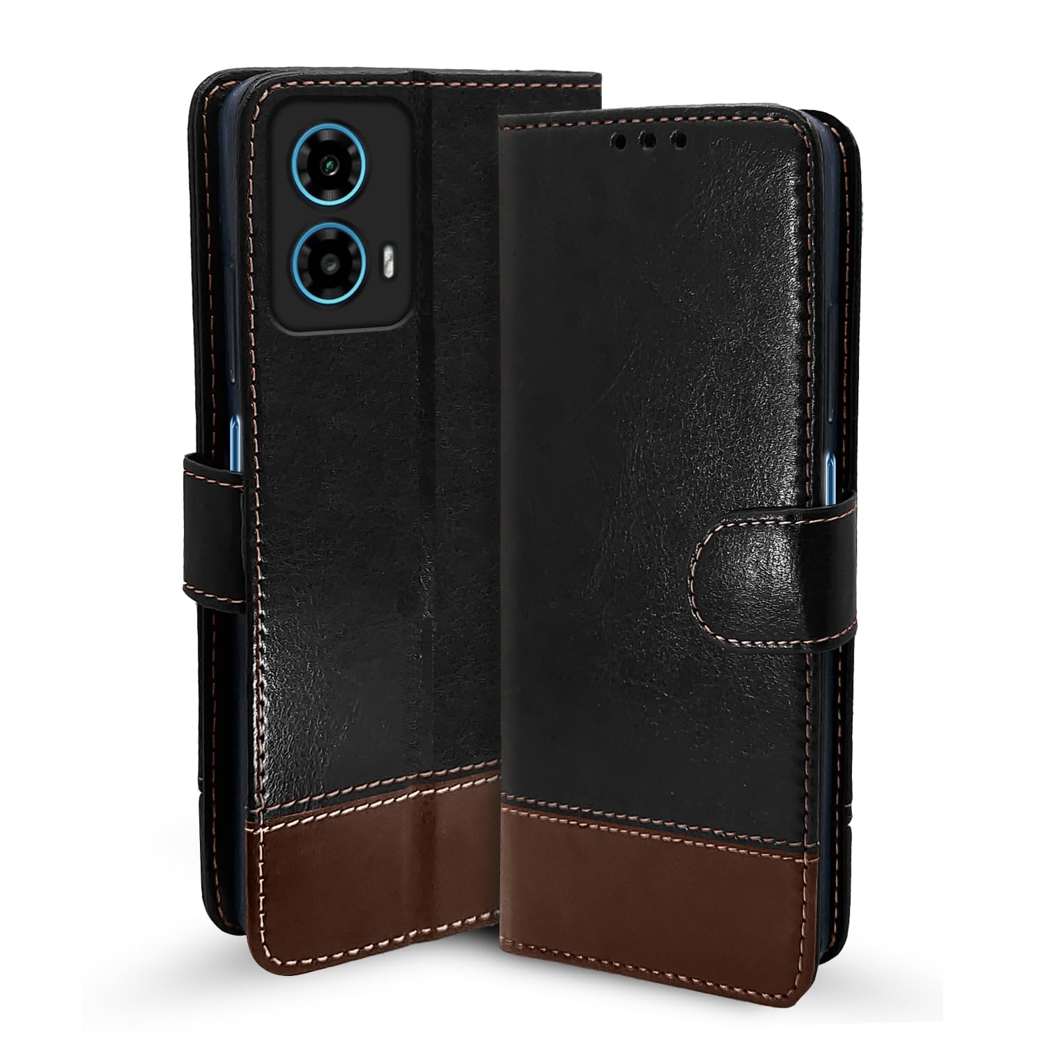 Black & brown Magnetic flip cover for Moto G34/G45 5G – Pikkme