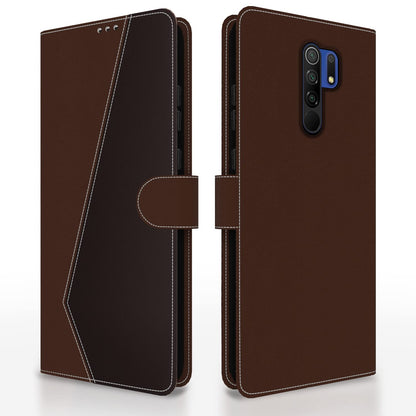 Pikkme brown & coffee wallet flip cover for Redmi 9 Prime/Poco M2