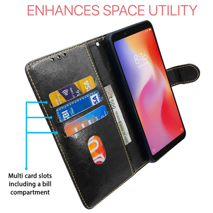 Black & brown Magnetic wallet flip cover for Redmi 6A – Pikkme – photo 3