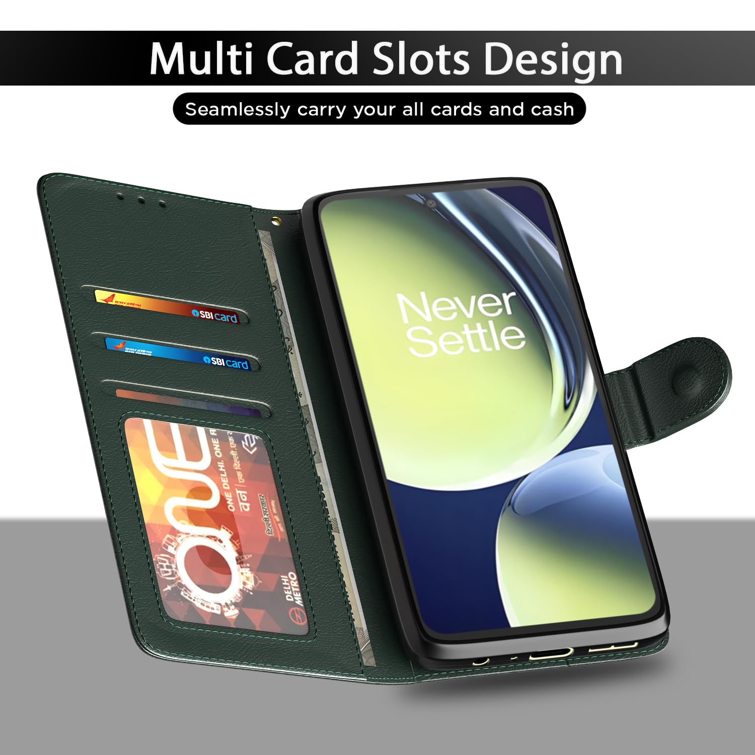 Pikkme OnePlus Nord CE 3 Lite 5G green wallet flip cover – photo 5