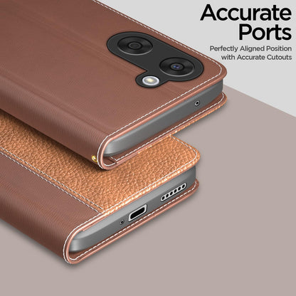 Pikkme OnePlus Nord CE 5 5G Dual-tone Leather Finish Flip Cover (Tan)