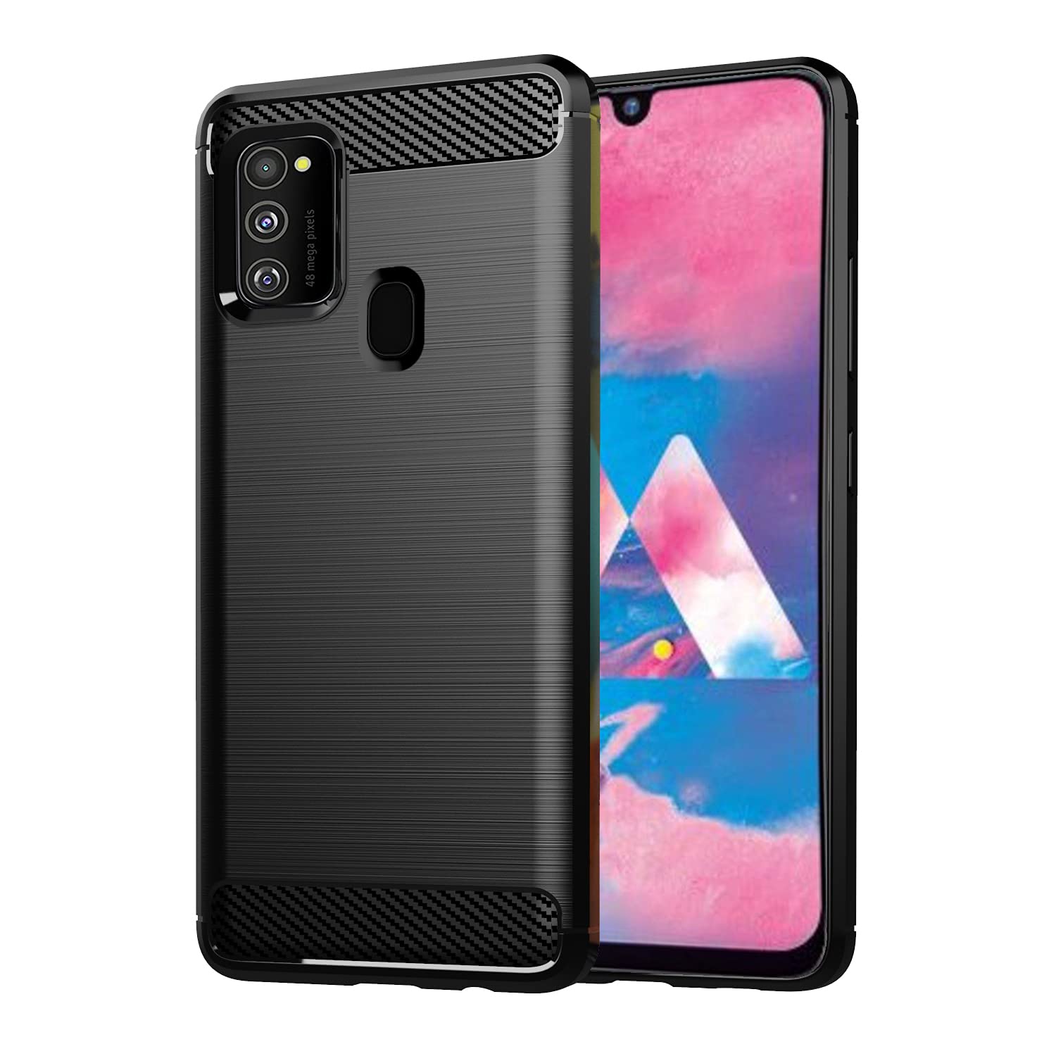  Samsung Galaxy M30s Hybrid Carbon Fiber Back Cover - Black 