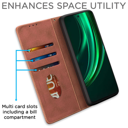 Realme 13 Plus 5G/P1 Magnetic flip cover in brown by Pikkme – photo 3