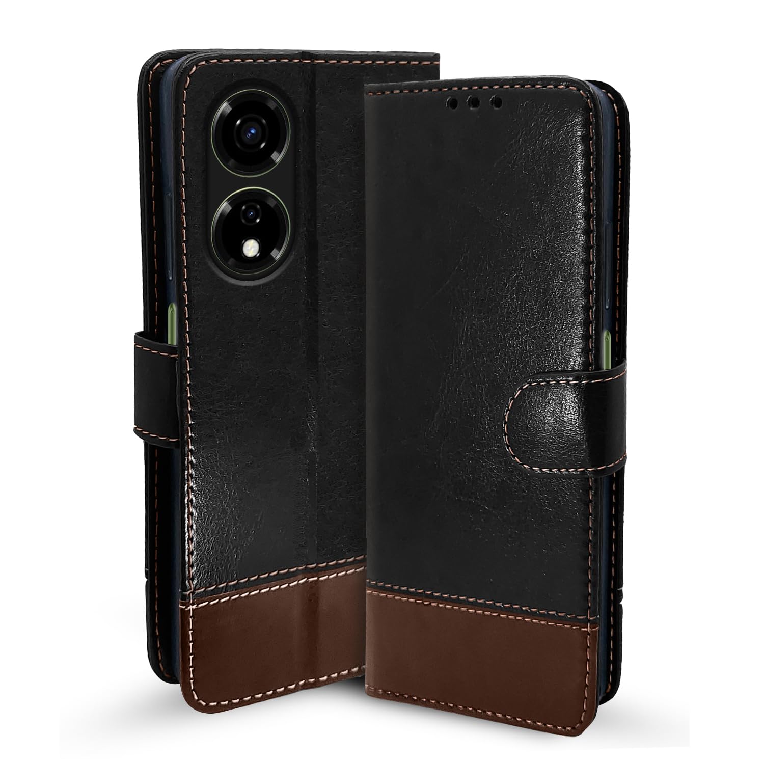 Black & brown Magnetic flip cover for Itel P55 5G – Pikkme